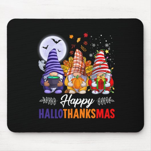 Tapis De Souris Halloween Thanksgiving Noël Happy HalloThanks (Devant)
