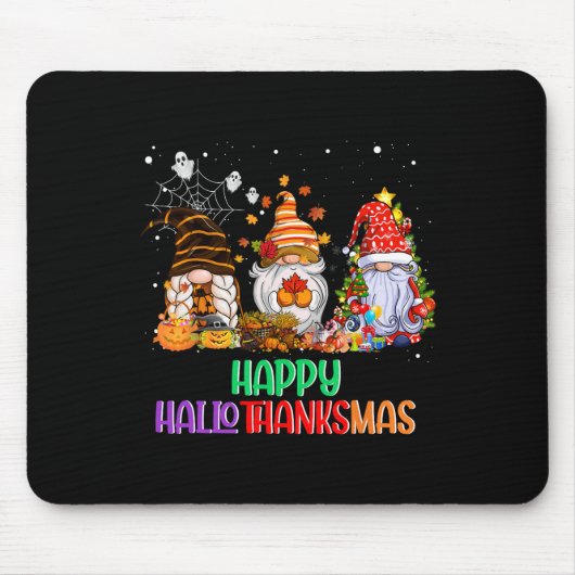 Tapis De Souris Halloween Thanksgiving Noël Happy HalloThanks (Devant)