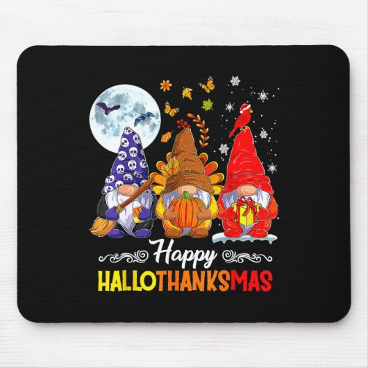 Tapis De Souris Halloween Thanksgiving Noël Happy HalloThanks (Devant)