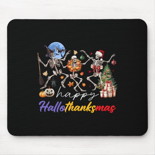 Tapis De Souris Halloween Thanksgiving Noël Joyeux Hallomerci (Devant)