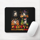 Tapis De Souris Halloween Thanksgiving Noël Siamese Chat Hallo (Avec souris)