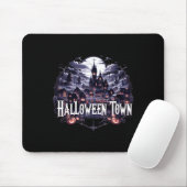Tapis De Souris Halloween Ville Skeleton Ghost Citrouille Hallowee (Avec souris)
