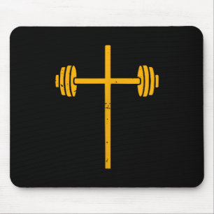 Tapis De Souris Haltère croix haltère Jésus drôle de travail chrét