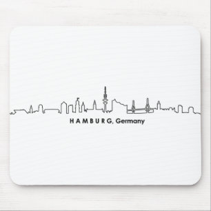 Tapis De Souris HAMBURG Elbe Allemagne City Skyline Silhouette