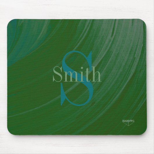 Tapis De Souris HAMbWG - Monogramme à spirale verte profonde (Devant)