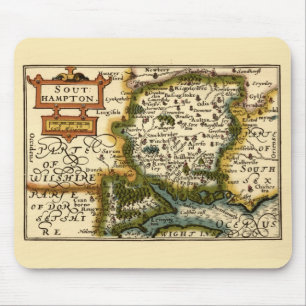 Tapis De Souris Hampshire, Southampton County England Carte histor