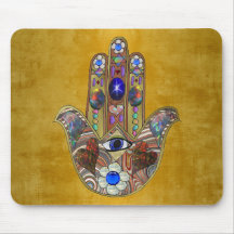 Hamsa Coeurs Fleurs Opal Art sur Or
