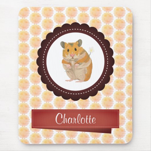 Tapis De Souris Hamster de filles rouges et roses (Devant)