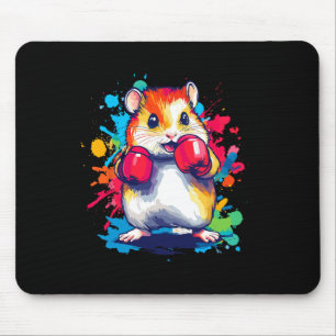 Tapis De Souris Hamster portant des gants de boxe Art coloré