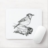 Tapis De Souris Hand-Drawn Blue Jay Stipple Art Mousepad (Avec souris)