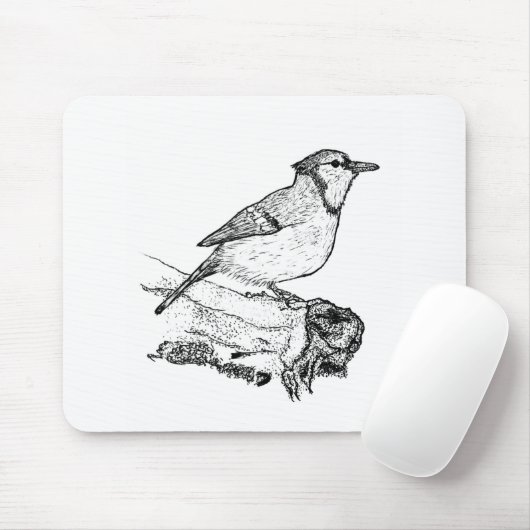 Tapis De Souris Hand-Drawn Blue Jay Stipple Art Mousepad (Avec souris)