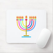 Tapis De Souris Hanoukka Menorah Lights Symbole de vacances (Avec souris)