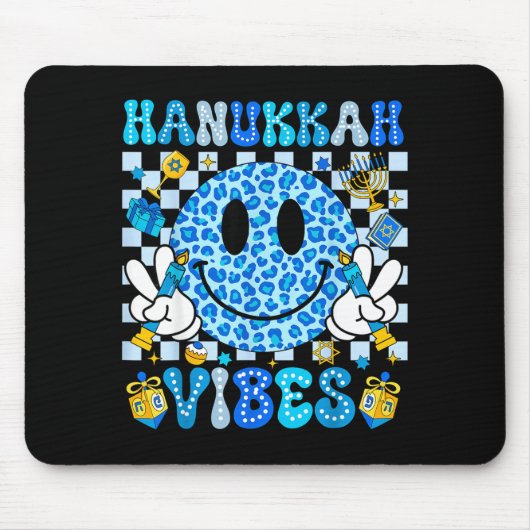 Tapis De Souris Hanukkah Vibes Groovy Smile Face Jewish Holiday Ch (Devant)