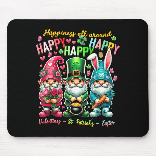 Tapis De Souris Hapness Allaround Gnome Happy Valentine St Patrick (Devant)