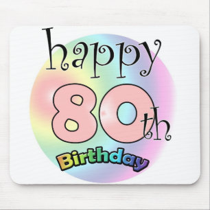 Tapis De Souris Happy 80th birthday (rose)