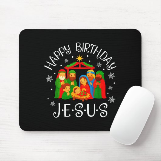 Tapis De Souris Happy Birthday Jesus Christmas Pajamas Xmas Squad (Avec souris)