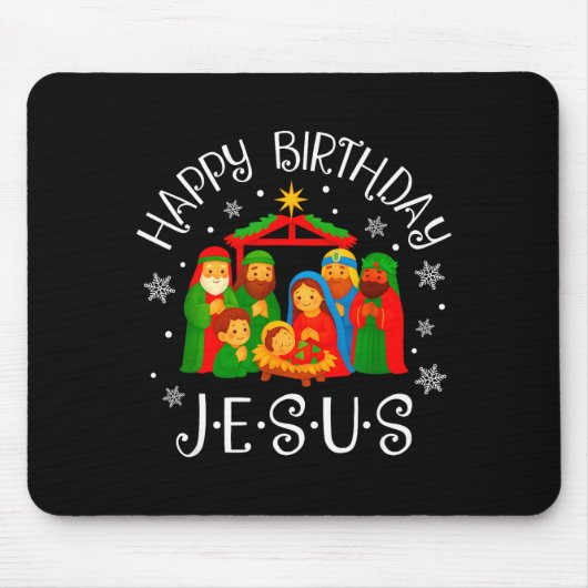 Tapis De Souris Happy Birthday Jesus Christmas Pajamas Xmas Squad (Devant)