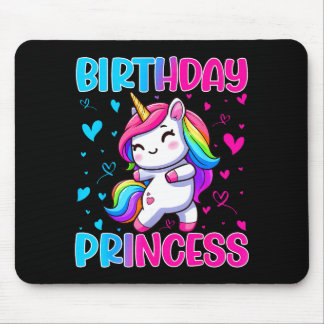 Tapis De Souris Happy Birthday Princess Unicorn Cute Rainbow Heart