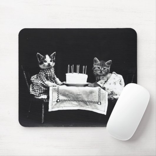 Tapis De Souris Happy Birthday to Meow | Kitties with Cake (Avec souris)