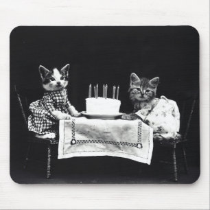 Tapis De Souris Happy Birthday to Meow   Kitties with Cake