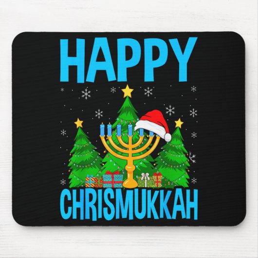 Tapis De Souris Happy Chrismukkah Santa Hat Christmas Hanukkah Sle (Devant)