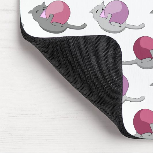 Tapis De Souris Happy Cute Cats Playing with Balls Pattern (Coin)
