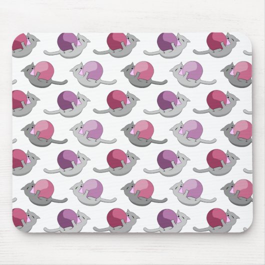 Tapis De Souris Happy Cute Cats Playing with Balls Pattern (Devant)