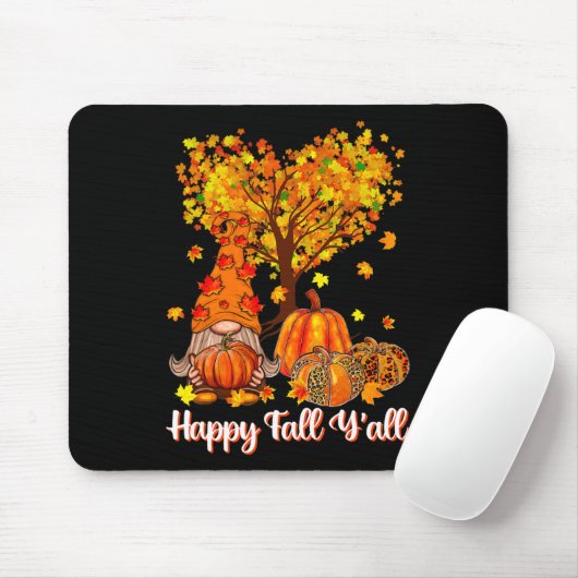 Tapis De Souris Happy Fall Y'all Funny Gnome Leopard Pumkin Autum (Avec souris)