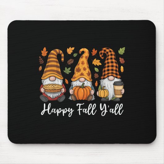 Tapis De Souris Happy Fall Y'all Gnome Citrouille Automne Thanksgi (Devant)