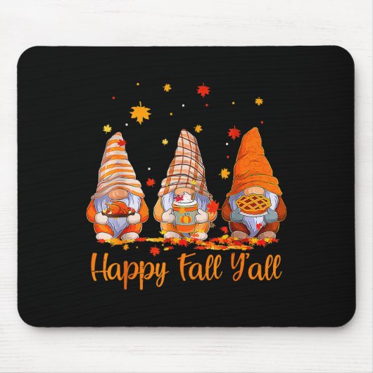 Tapis De Souris Happy Fall Y'all Gnome Pumpkin Autumn Thanksgiving (Devant)