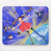 Tapis De Souris Happy Girl with Birds (Devant)