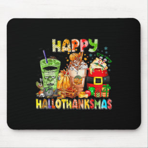 Tapis De Souris Happy Hallothanksmas Coffee Halloween Thanksgiving