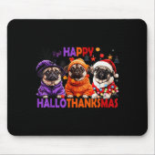 Tapis De Souris Happy Hallothanksmas Funny Pug Halloween Thanksgiv (Devant)