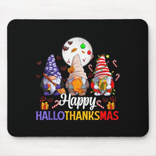 Tapis De Souris Happy Hallothanksmas Gnomes Lover Halloween Merry (Devant)