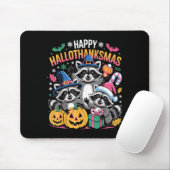 Tapis De Souris Happy Hallothanksmas Raccoon Halloween Merry Chris (Avec souris)