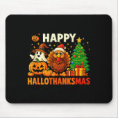 Tapis De Souris Happy Hallothanksmas Shirt, Halloween Thanksgiving (Devant)