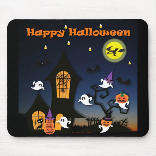 Tapis De Souris Happy Halloween Haunted House (Devant)