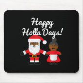 Tapis De Souris Happy Holla Days Santa And Mrs Claus Black Christm (Devant)