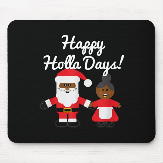 Tapis De Souris Happy Holla Days Santa And Mrs Claus Black Christm (Devant)