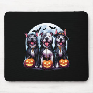 Tapis De Souris Happy Howl-o-ween Pitbull Chien Citrouille Hallowe