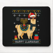 Tapis De Souris Happy Llamakah Funny Ugly Hanukkah Sweater Llama P (Devant)
