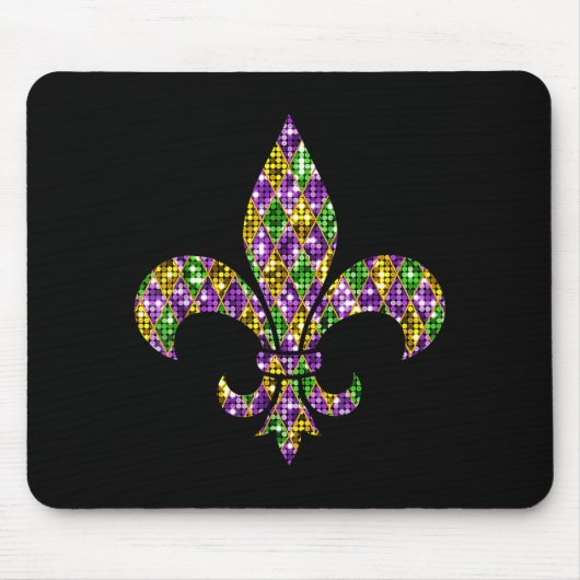 Tapis De Souris Happy Mardi Gras Carnival New Orleans Fleur De Lis (Devant)