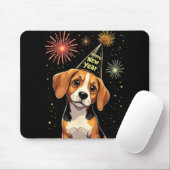 Tapis De Souris Happy New Year 2025 Eve Firework Dog Funny Beagle (Avec souris)