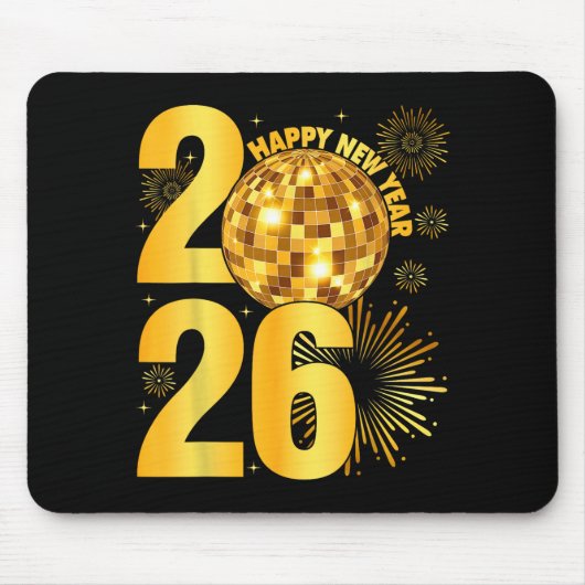 Tapis De Souris Happy New Year 2026 Coquette Bow Disco Ball New Ye (Devant)