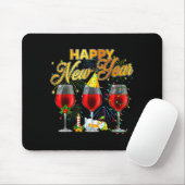 Tapis De Souris Happy New Year 2026 Gles Of Wine Fireworks New Yea (Avec souris)