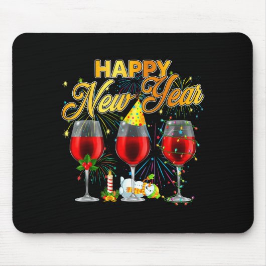 Tapis De Souris Happy New Year 2026 Gles Of Wine Fireworks New Yea (Devant)