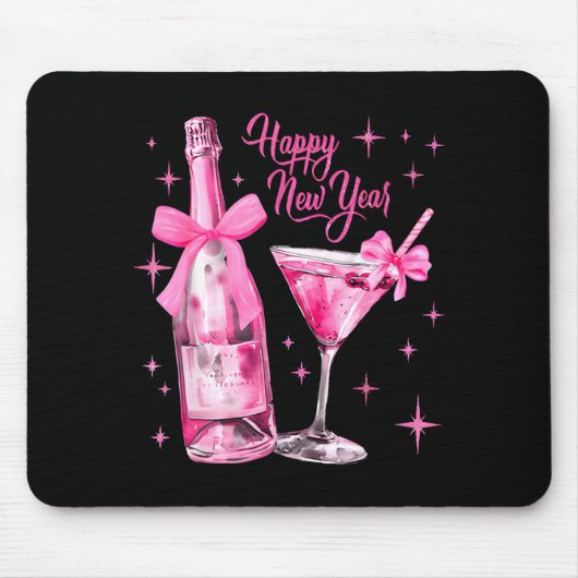Tapis De Souris Happy New Year 2026 Retro Nk Bow Whisky New Year's (Devant)