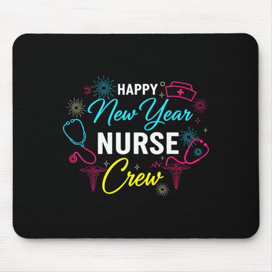 Tapis De Souris Happy New Year Nurse Shirt, Fireworks Stethoscope  (Devant)