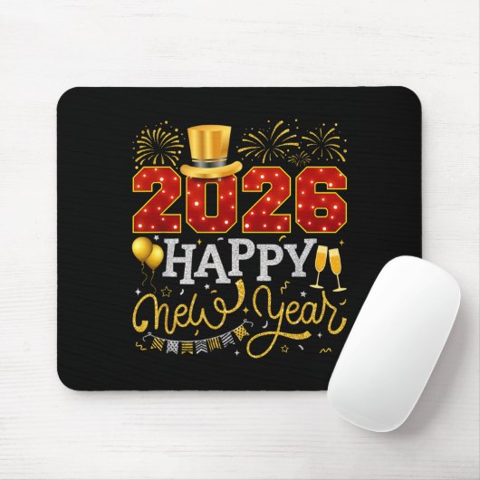 Tapis De Souris Happy New Year Party 2026 Ballon Family Matching C (Avec souris)