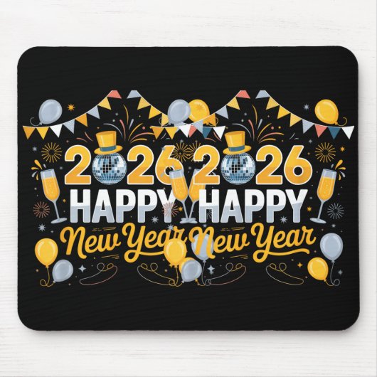 Tapis De Souris Happy New Year Party 2026 Balloon Family Matching (Devant)